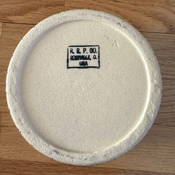 Robinson Ransbottom Pottery Stoneware Bowl Roseville Ohio Blue Cream 3" Height - Picture 4 of 9